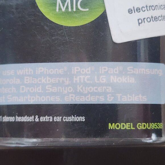 Duracell Passive Noise Reduction Black Stereo Headset with Hands Free Mic - Picture 7 of 16